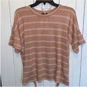 Lumiere Urban Outfitters Top Peach White Stripes Size M